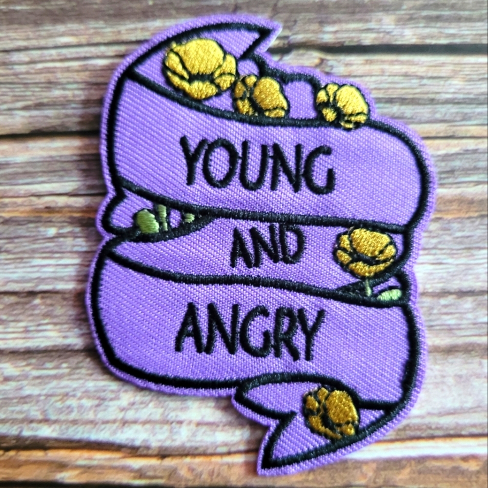 Young And Angry Purple Feminist Punk Rock Grunge Iron on Patch